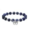 Macy's Silver Plated Beaded Butterfly Charm Stretch Bracelet In Sodalite,silver