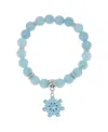 Macy's Silver Plated Beaded Snowflake Charm Stretch Bracelet In Silver-plated