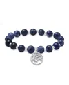 Macy's Silver Plated Beaded Tree Of Life Charm Stretch Bracelet In Sodalite,silver