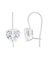 Macy's Silver Plated Brass Cubic Zirconia Heart Drop Earrings In Silver