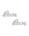 Macy's Silver Plated Brass Cubic Zirconia Script Love Stud Earrings In Silver
