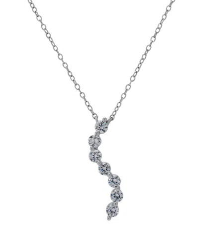 Macy's Silver Plated Cubic Zirconia Journey Pendant Necklace