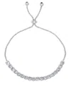 Macy's Silver Plated Cubic Zirconia Tennis Adjustable Bracelet In Silver