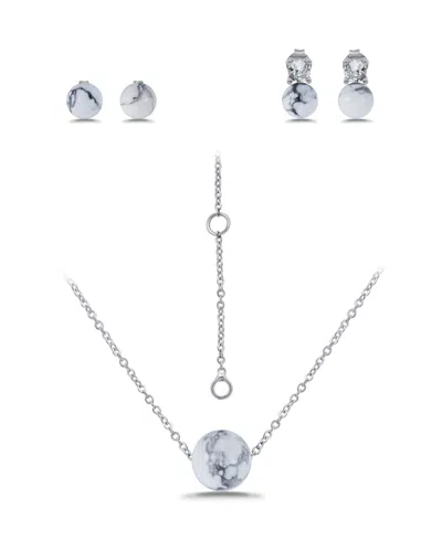 Macy's Silver Plated Earrings And Necklace Set