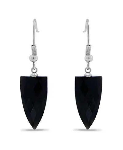 Macy's Silver Plated Multi Genuine Stone Drop Earrings In Onyx