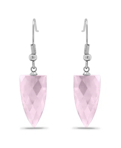 Macy's Silver Plated Multi Genuine Stone Drop Earrings In Rose Quartz