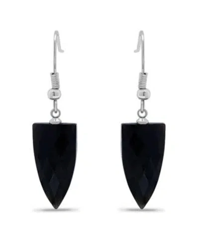 Macy's Macys Silver Plated Multi Genuine Stone Earrings In Black