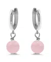 Macy's Silver Plated Multi Genuine Stone Huggie Hoop Earrings In Rose Quartz