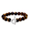 Macy's Silver Plated Multi Genuine Stone Stretch Bracelet In Tigers Eye