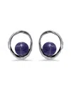 Macy's Silver Plated Multi Genuine Stone Stud Earrings In Amethyst
