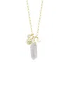 Macy's Silver Plated Or 14k Gold Plated Quartz Sun And Moon Pendant Necklace In Aurora Borealis