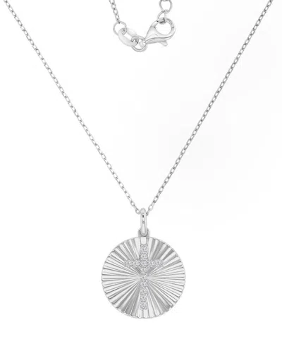 Macy's Silver-plated Cross Engraved Disc Necklace