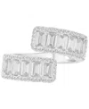 Macy's Silver-plated Emerald Open Adjustable Ring In Metallic