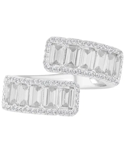 Macy's Silver-plated Emerald Open Adjustable Ring In Metallic