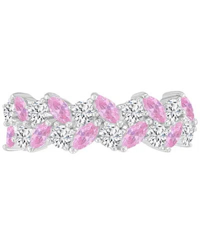 Macy's Silver-plated Marquise Pink Crystal Ring In Metallic