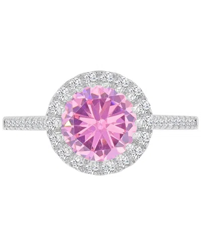 Macy's Silver-plated Pink Round Classic Bridal Ring