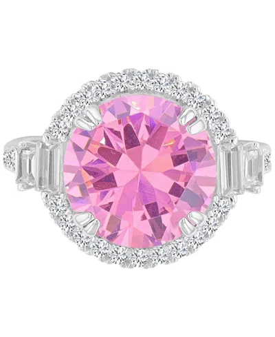 Macy's Silver-plated Pink Round Halo Bridal Ring