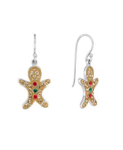 Macy's Silver-tone Crystal Christmas Dangle Earrings In Metallic
