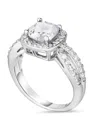 Macy's Simulated Birthstone Cushion Cubic Zirconia Halo Solitaire Ring In Silver Plate In Metallic