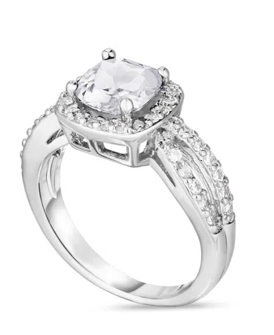 Macy's Simulated Birthstone Cushion Cubic Zirconia Halo Solitaire Ring In Silver Plate