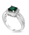 Macy's Simulated Birthstone Cushion Cubic Zirconia Halo Solitaire Ring In Silver Plate