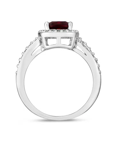 Macy's Simulated Birthstone Cushion Cubic Zirconia Halo Solitaire Ring In Silver Plate