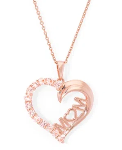 Macy's Simulated Morganite Mom Heart Pendant 18" Necklace In Rose Gold