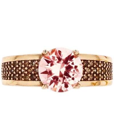 Macy's Simulated Morganite Nano (1-5/8 Ct. T.w.) & Smoky Cubic Zirconia Pave Statement Ring In 14k Rose Gol