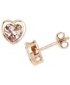 MACY'S SIMULATED MORGANITE NANO HEART STUD EARRINGS IN 14K ROSE GOLD-PLATED STERLING SILVER