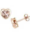 Macy's Simulated Morganite Nano Heart Stud Earrings In 14k Rose Gold-plated Sterling Silver In Morganite