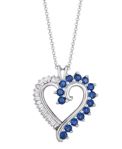 Macy's Simulated Sapphire Baguette And Cubic Zirconia Heart Pendant (also In Amethyst)
