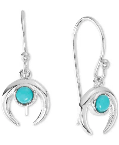 Macy's Simulated Turquoise Curved Horn Drop Earrings In Sterling Silver