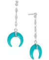 Macy's Simulated Turquoise Horn Double Mirror Link Linear Drop Earrings In Turquoise