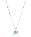 Macy's Simulated Turquoise Horn Pendant Necklace In Sterling Silver, 16" + 2" Extender In Silver