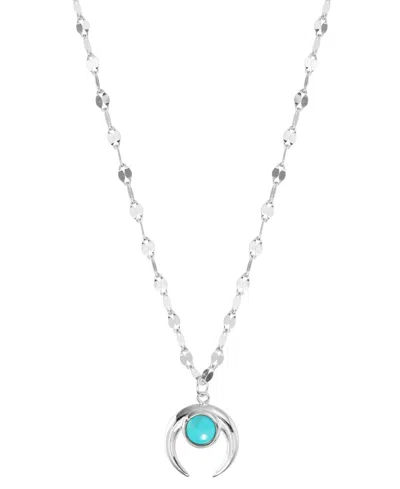 Macy's Simulated Turquoise Horn Pendant Necklace In Sterling Silver, 16" + 2" Extender