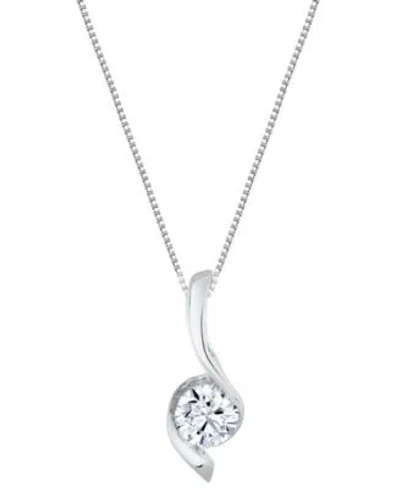 Macy's Sirena Lab Grown Diamond Signature Pendant Necklace 1 2 Ct. T.w. In 14k White Or Yellow Gold In White Gold