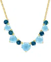 Macy's Sky & London Blue Topaz Heart & Round 17" Collar Necklace (45-3/4 Ct. T.w.) In Yellow-plated Sterlin In Blue Topaz