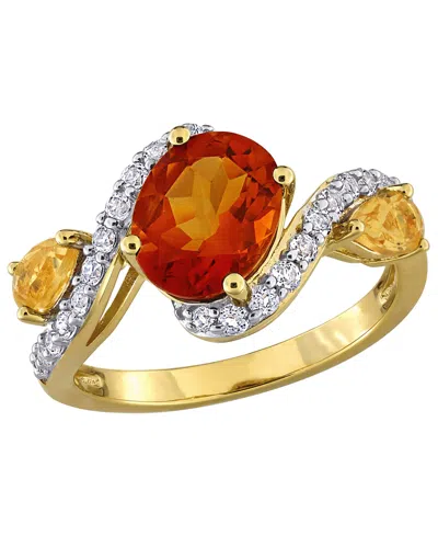 Macy's Sky Blue Topaz (2-1/2 Ct. T.w.), London Blue Topaz (1/2 Ct. T.w.) & White Topaz (5/8 Ct. T.w.) Ring  In Gold