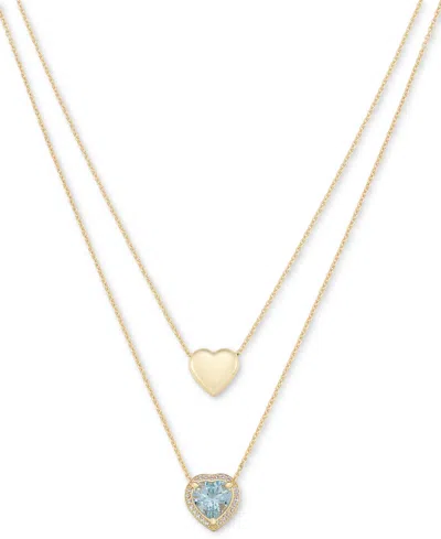 Macy's Sky Blue Topaz (3 Ct. T.w.) & White Topaz (1/3 Ct. T.w.) 18" Collar Necklace In 14k Gold Over Sterli
