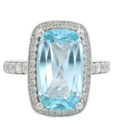 Macy's Sky Blue Topaz (5.75 Ct. T.w.) & White Topaz (0.60 Ct. T.w.) Ring In Sterling Silver In Metallic