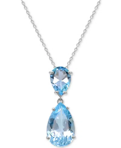 Macy's Sky Blue Topaz (6-1/2 Ct. T.w.) & Swiss Blue Topaz (2-1/5 Ct. T.w.) Double Pear 18" Pendant Necklace