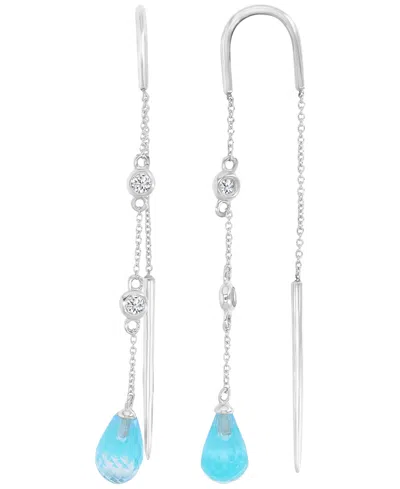 Macy's Sky Blue Topaz & White Sapphire French Euro Wire Dangling Earrings In Pink
