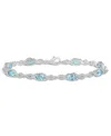 Macy's Sky Blue Topaz And White Topaz Bracelet (4-1/2 Ct. T.w And 2 Ct. T.w) In Sterling Silver In Sky Blue Topaz