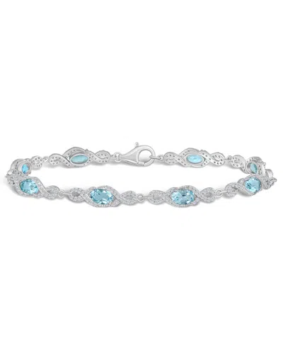 Macy's Sky Blue Topaz And White Topaz Bracelet (4-1/2 Ct. T.w And 2 Ct. T.w) In Sterling Silver