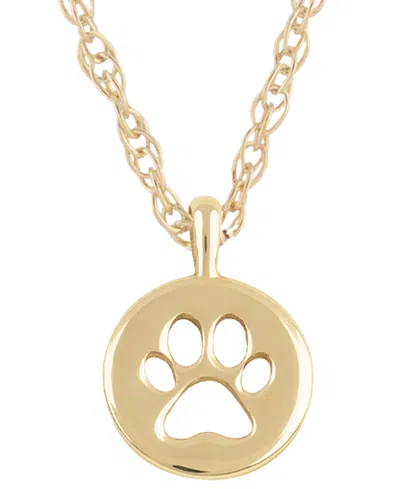 Macy's Small Dog Paw Necklace In 14k Yellow Gold