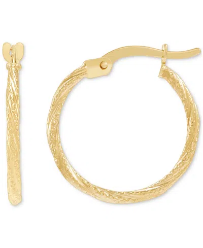 Macy's Small Polished Twist Hoop Earrings In 14k Yellow Gold, 5/8"