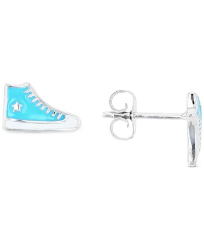 Macy's Sneaker Stud Earrings In Sterling Silver Or 14k Gold Over Sterling Silver In Metallic