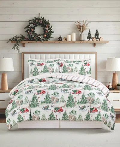 Macy's Snow Day Soft Hand Feel 8-piece Comforter Set In Green