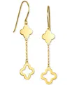 Macy's Solid & Silhouette Clover Chain Link Drop Earrings In 14k Gold In Yellow Gold