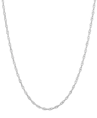 Macy's Solid Singapore Chain Necklace In 14k White Gold